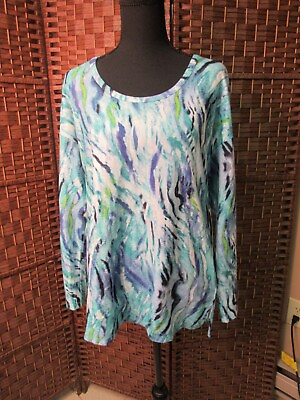 #ad Women Small Blouse Belle by Kim Gravel Printed Watercolor Hacci Top CLBA30