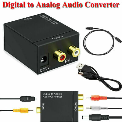 #ad Digital Optical Coaxial to Analog RCA L R Audio Converter Adapter w Fiber Cable