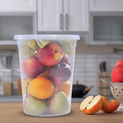 #ad 24 oz Plastic Deli Food Container Microwave Dishwasher Freezer Safe 48 Packs