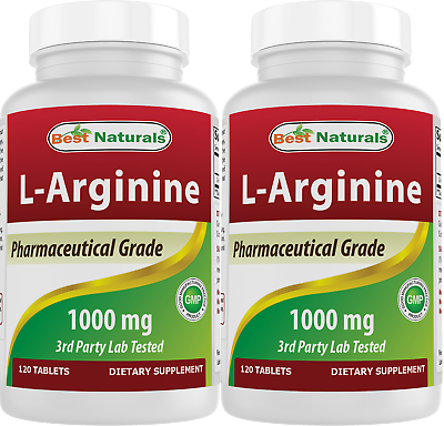 2 Pack Best Naturals L Arginine 1000mg 120 Tablets
