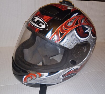 #ad HJC Paradox CS R1 Motorcycle Red Slvr Helmet w Clear Shield amp; Camara Mt. Sz. S