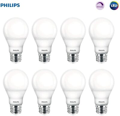 Philips LED A19 SceneSwitch Soft White 3 Setting Bulb Warm Glow Effect 8 Pack