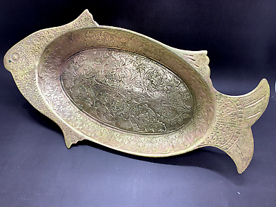 Vintage Solid Brass Fish plate Antique