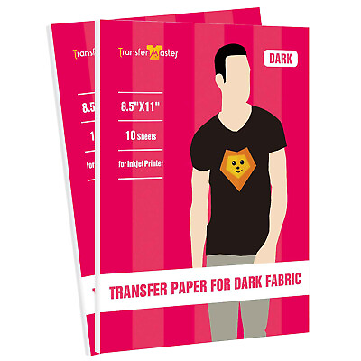 Inkjet Printable Dark Heat Transfer Paper for T shirt 20 Sheets 8.5x11 Iron On