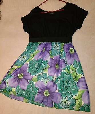 #ad Hypnotik Black amp; Purple Floral Top Dress Size 2XL