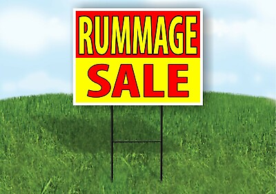 RUMMAGE SALE MODEL SALE RED YELLOW Plastic Yard Sign ROAD SIGN with Stand
