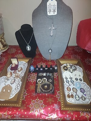 #ad VINTAGE TO NOW COSTUME JEWELRY LOT BRACELETS NECKLACE EARRINGS RINGS PINS CAMEOS