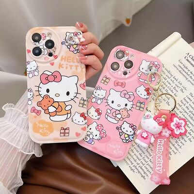 Cute Hello Kitty Doll Keychain Strap Case Cover for iPhone 11 12 13 14 Pro Max