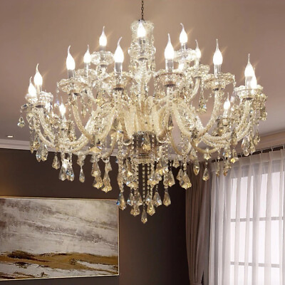 #ad Elegant Crystal Chandelier Glass Pendant Fixture Modern Ceiling Lamp 6 15 Lights