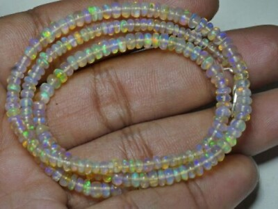 #ad Welo Fire Ethiopian Rondelle Opal Beads Adjustable Bracelet 925 Sterling Silver