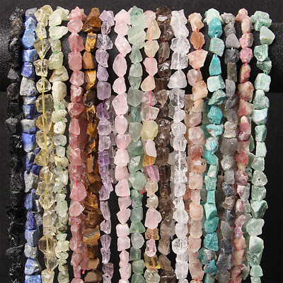 #ad Natural Rough Raw Stone Gemstone Loose Beads 10 12mm Crystal Nugget Mineral DIY