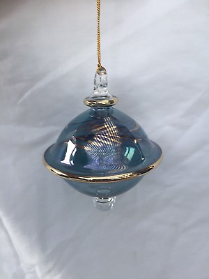 Egyptian Handmade Glass 24K Gold Accent Christmas Ornament 3.25quot; #693