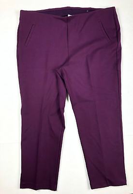 Chicos 4 Pants Sz 20 22 2xl Pull On Ponte Knit Straight Ankle Burgundy