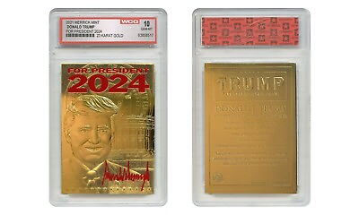 #ad DONALD TRUMP 45th President 23K GOLD Sculpted Card Red SIGNATURE #x27;24 GEM MINT 10