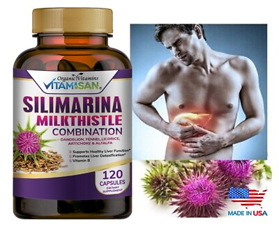 #ad Organic vitamin Milk Thistle Silimarina 120 Capsules Made in USA extra Strength
