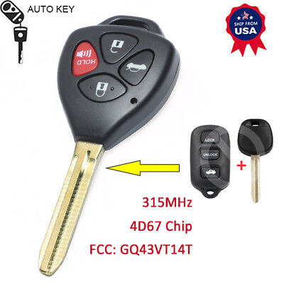 #ad Upgrade Remote Key Fob 4 Button for Toyota Camry Corolla Matrix Sienna GQ43VT14T