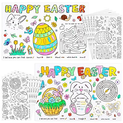 #ad #ad Large Easter Coloring Placemats for Kids Spring Table Decorations Paper Craft...