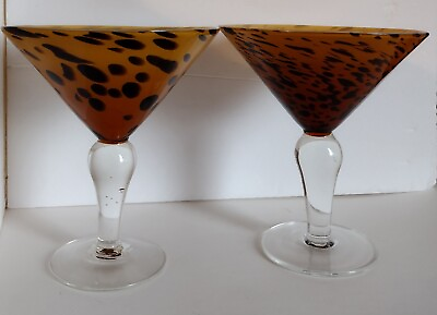 #ad 2 Hand Blown Martini Glasses Global Amici Safari?
