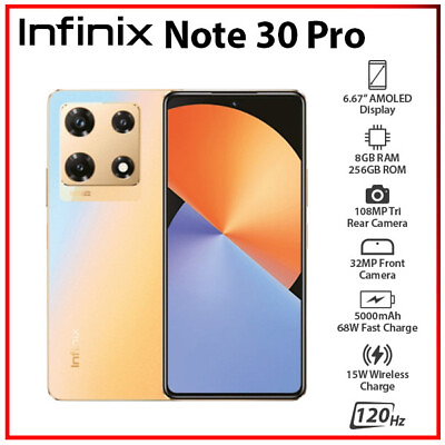 Newamp;Unlocked Infinix Note 30 Pro 8GB256GB GOLD Dual SIM Android Cell Phone