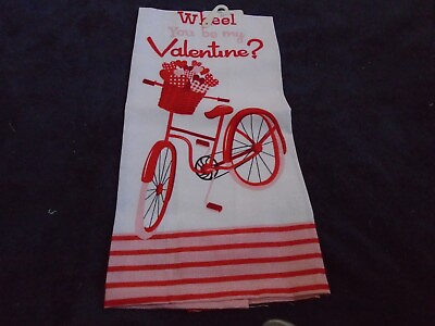 #ad Wheel You Be My Valentine? Flour Sack Kitchen Towel Bicycle Theme New w tags