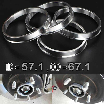 #ad For 67.1 Wheel to 57.1mm Hub Centric Rim Spacer Ring x4 Bearing Stud Balance