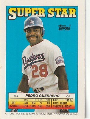 #ad FREE SHIPPIN 1988 Topps Super Star Sticker Back Cards Pedro Guerrero Wade Boggs