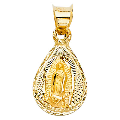#ad 14K Gold Religious Tear Drop Virgin Marry Tiny Pendant Charm For Necklace Chain