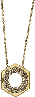 #ad Swarovski Bolt Pendant Crystal Gold Pave Chain Reversible Necklace 5096636