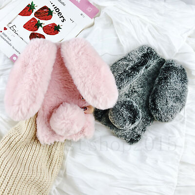 for Nokia X100 Case Cute Nice Girly Faux Fur Bunny Fluffy Furry Nap Phone Cover