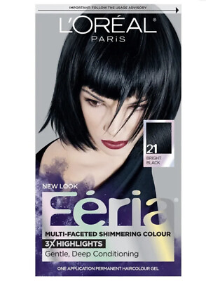 #ad L#x27;Oreal Paris Feria Multi Faceted Shimmering Permanent Hair Color 21Bright Black
