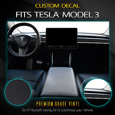 #ad For Tesla Model 3 Dashboard Interior Vinyl Decal Wrap Overlay Kit Matte Vinyl