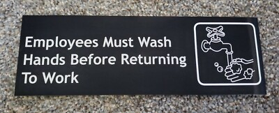 #ad EMPLOYEES MUST WASH HANDS Sticker Sign Vinyl 9x3 inch MADE IN USA not CORPORATE