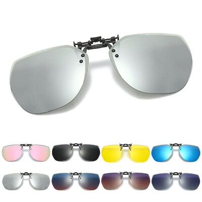 #ad Polygon Polarized Clip On Flip up Sunglasses for Women Over Prescription Glasses
