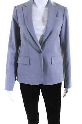 #ad Theory Women#x27;s Collar Long Sleeves One Button Line Blazer Gray Size 4