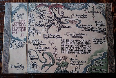 #ad LOTR Hobbit Thror#x27;s Map CANVAS ART PRINT Lord of the Rings Middle Earth 11quot;x17quot;