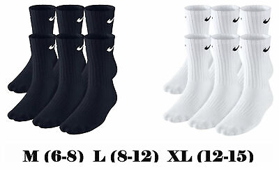 #ad Size 6 8 8 12 NIKE Everyday Cotton Crew Socks 6 Pairs Dri Fit