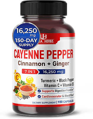 #ad Cayenne Pepper 7 in 1 16250Mg with Ginger Turmeric Cinnamon Black Pepper
