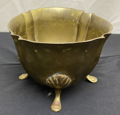 Solid Brass Bowl With 3 Legs Made In India Vintage