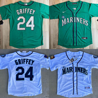 #ad Ken Griffey Jr #42 Seattle Mariners 1995 Throwback Stitched Green White Jersey