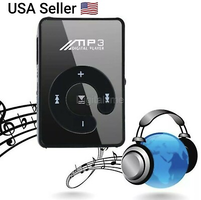 Fashion Clip Mini USB MP3 Music Media Player Micro SD TF Card Up to 32GB Black