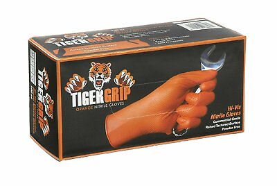 Tiger Grip Nitrile Gloves 7MIL Hi VIS Orange 10 Boxes 1 Case