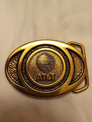 #ad ATamp;T Communications Company Solid Brass Vintage Belt Buckle