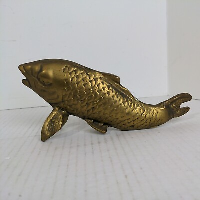 Brass Koi Gold Fish 8quot; Vintage Paperweight decor