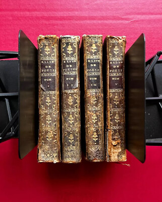#ad Élite de Poësies Fugitives 1769 4 Volumes Antique Leather French 16mo