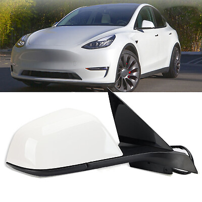 #ad NEW White Right Passenger Side Mirror Heated Power Fold For Tesla 17 23 Model 3