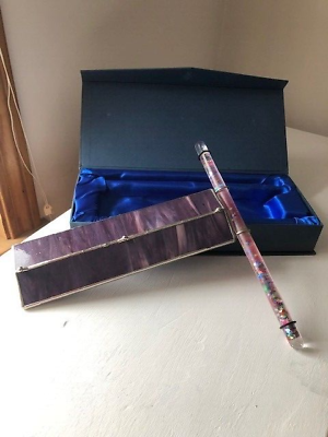 Decorative Purple Glass and Metal Kaleidoscope Satin Lined Box 11inX11.5x3.25in