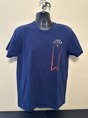 #ad Michelob Ultra T Shirt L Blue Promo Logo Beer Tagless