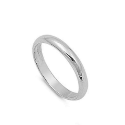 Wedding Band Ring Genuine Solid Sterling Silver 925 Jewelry Width 3mm Size 15