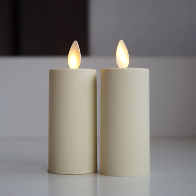 Set of 2 Luminara Flameless Moving Wick Ivory Votive Candles w remote 1.75quot; x 3quot;