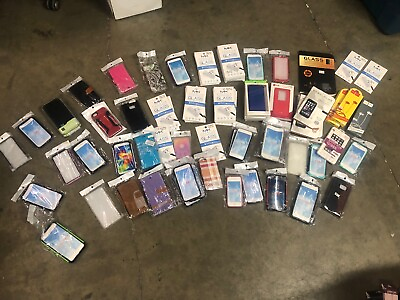79 PIECE RANDOM LOT OF CELL CASES SCREEN PROTECTORS AND MORE